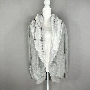 Without Walls Womens Sweater Small‎ Gray Reversible Cardigan Jacket Tie-Dye Hood